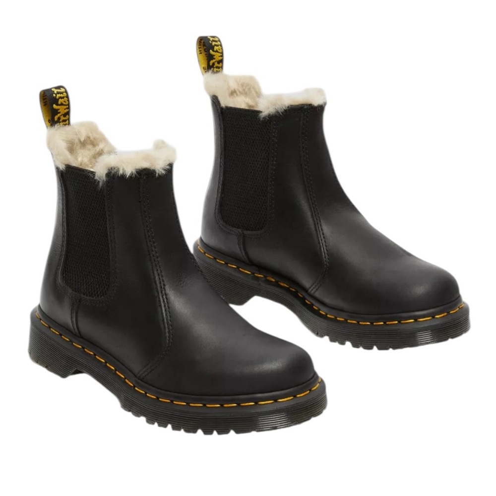Dr Martens Leonore Faux Fur Lined Chelsea Boots in Black Sz L - Picture 3 of 14